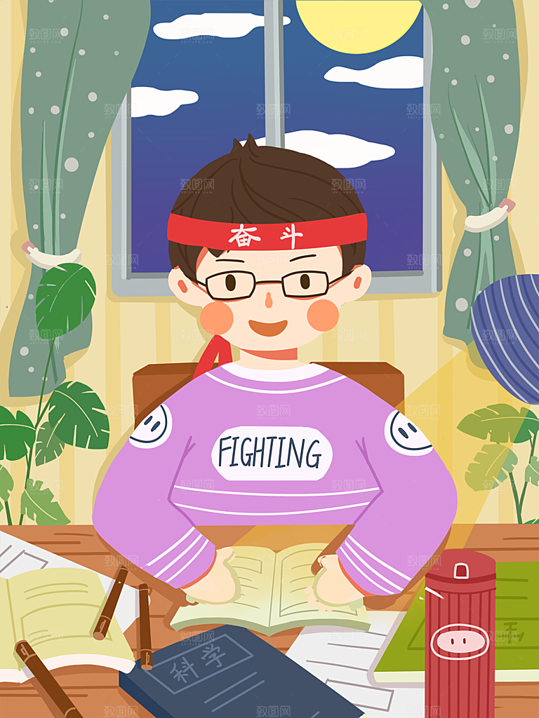 唯美学校校园开学高考加油插画海报
