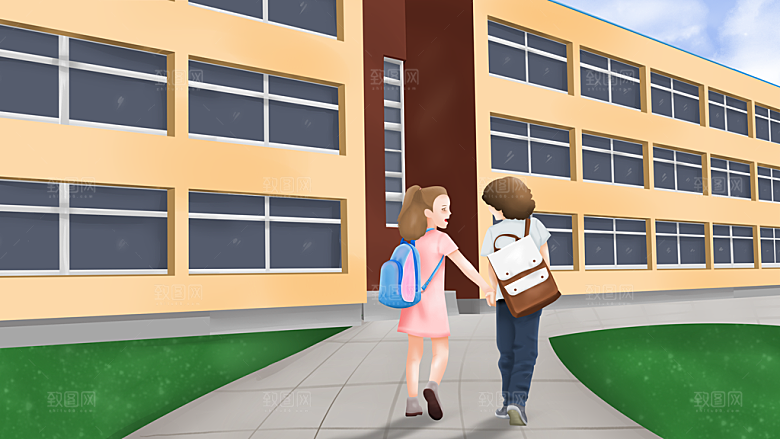 唯美学校校园开学高考加油插画海报