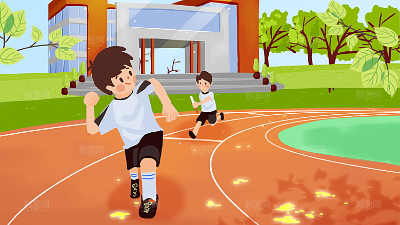 唯美学校校园开学高考加油插画海报