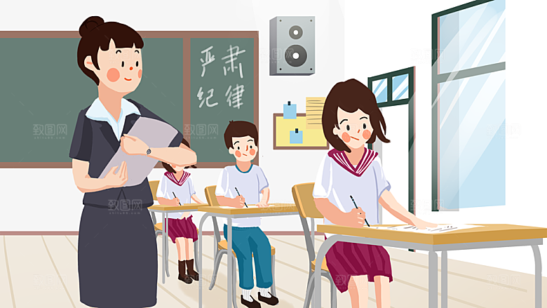 唯美学校校园开学高考加油插画海报