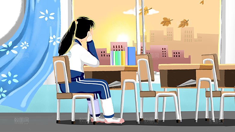 唯美学校校园开学高考加油插画海报