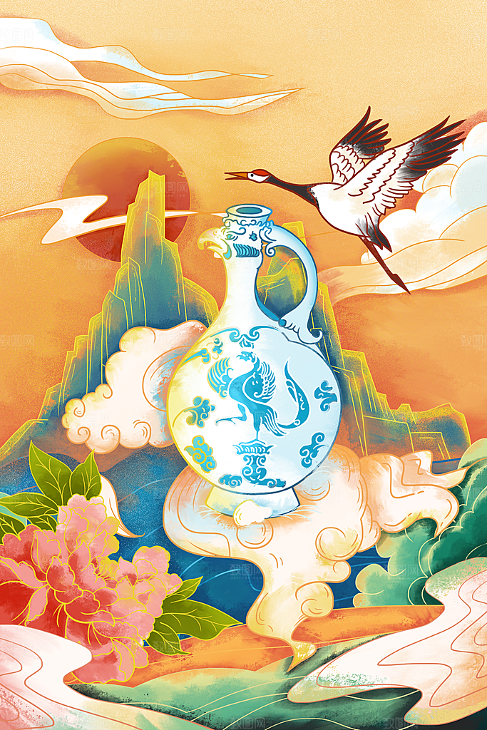 国潮风插画设计图国