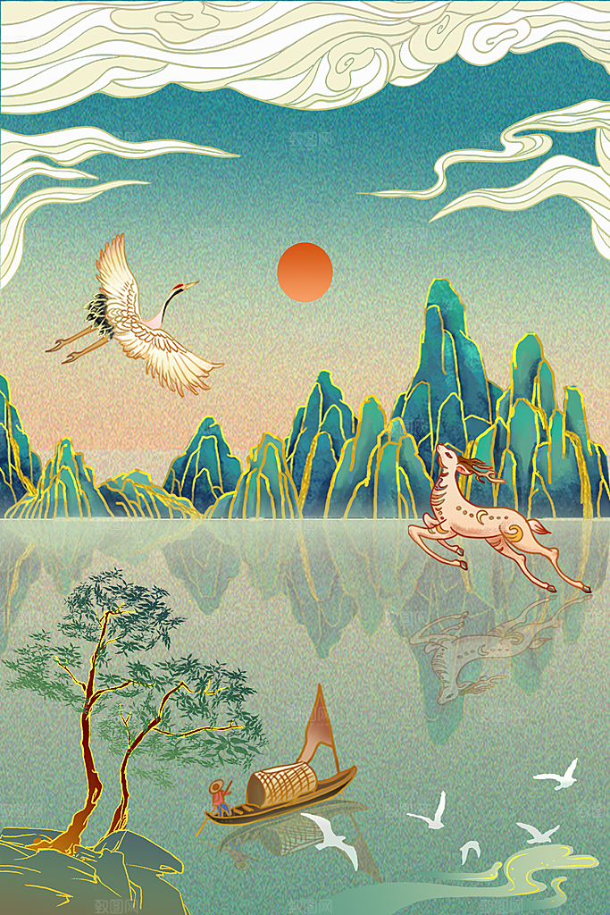 国潮风插画设计图