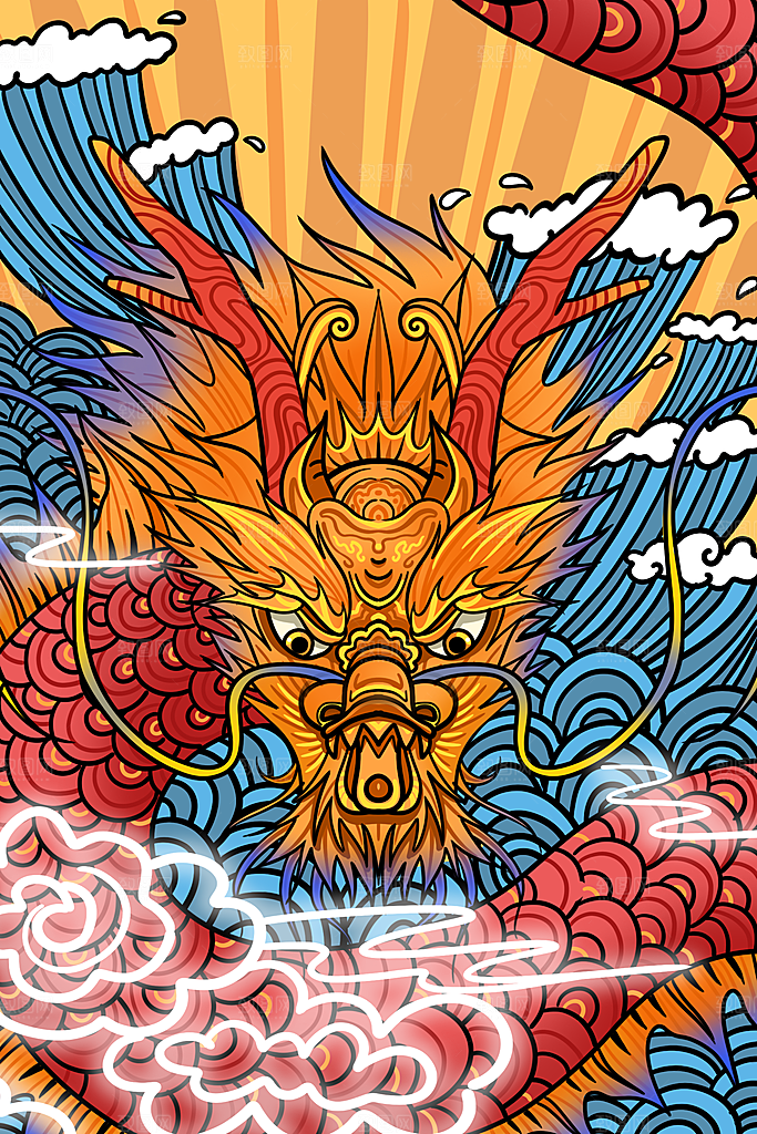 国潮风插画设计图国