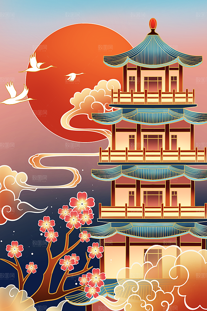 国潮风插画设计图