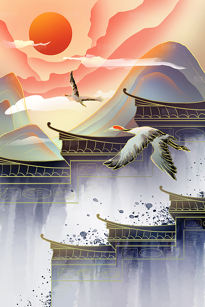 国潮风插画设计图