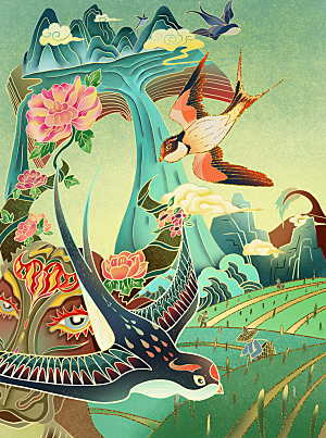 国潮风插画设计图
