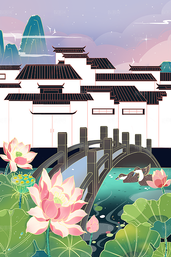 国潮风插画设计图