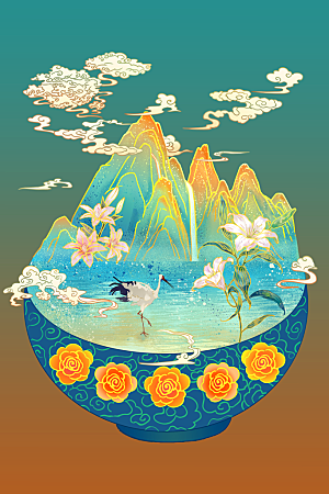 国潮风插画设计图