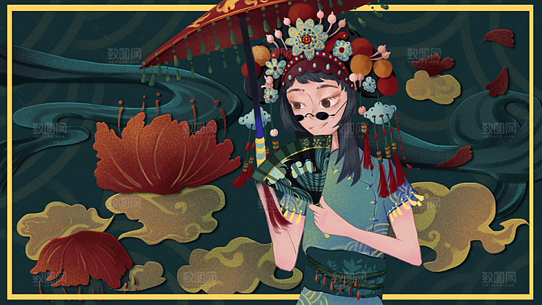 国潮风插画设计图