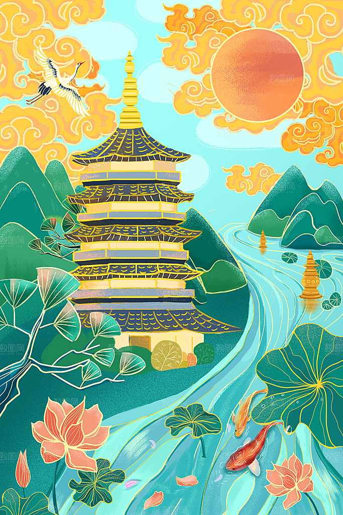 国潮风插画设计图