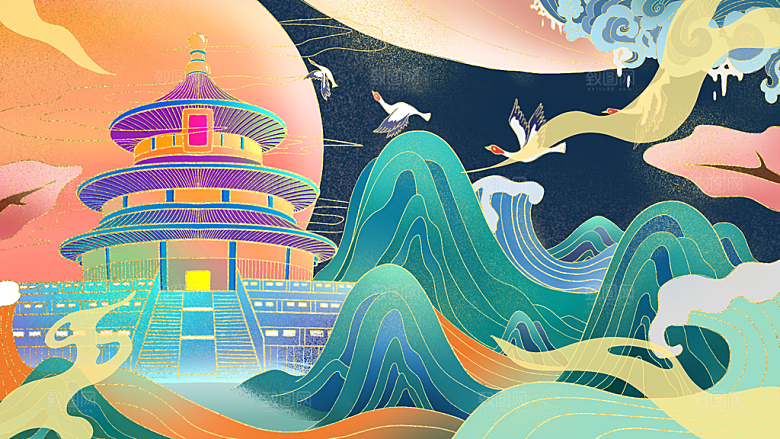 国潮风插画设计图