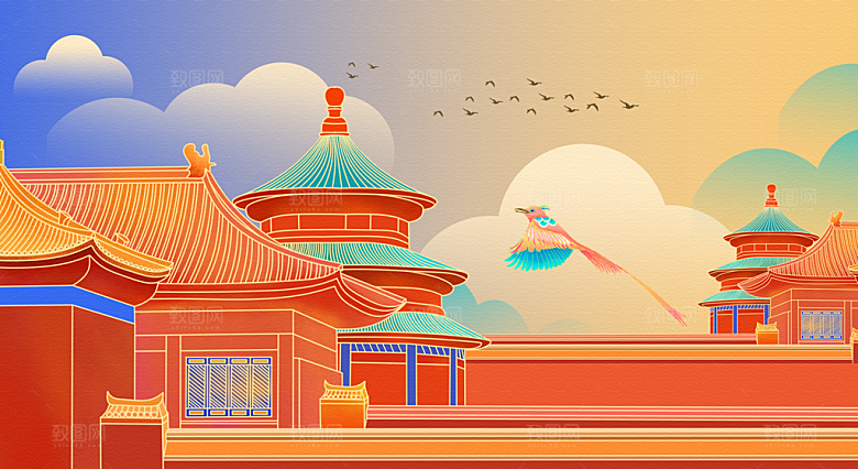 国潮风插画设计图