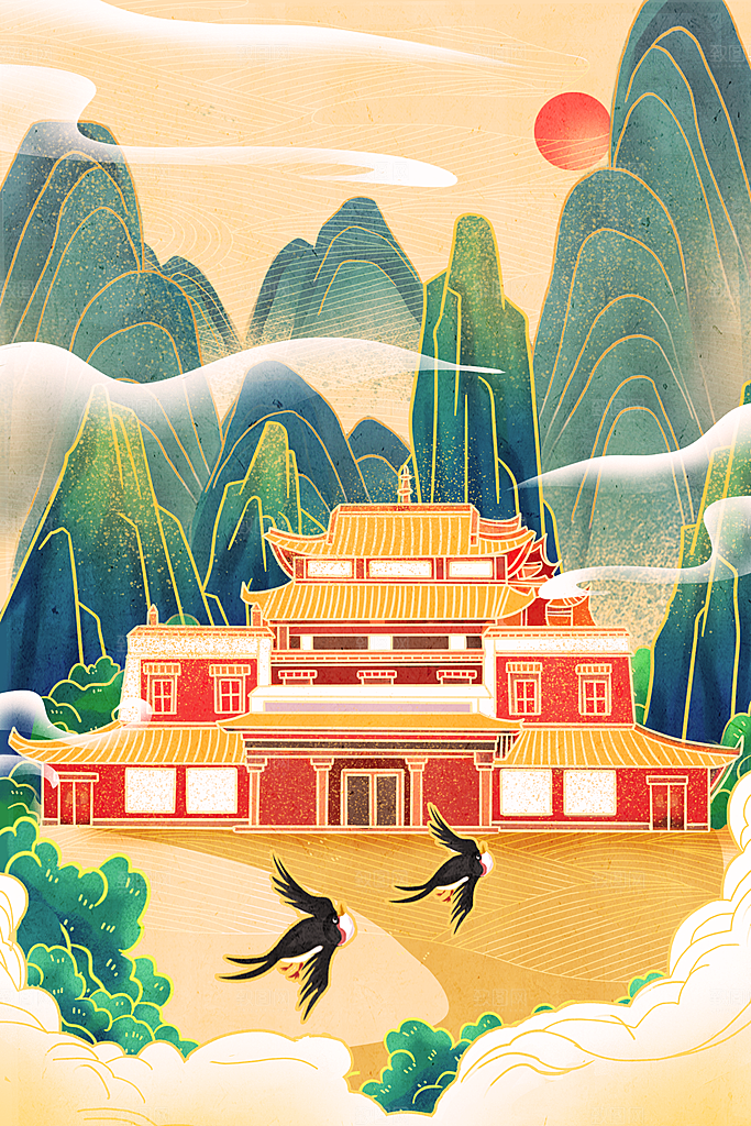国潮风插画设计图