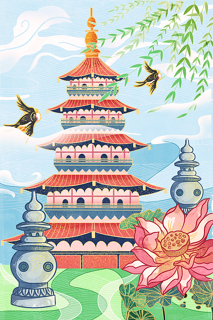 国潮风插画设计图