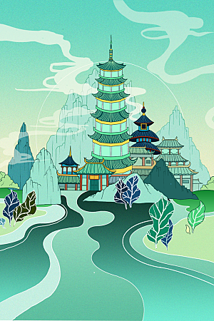 国潮风插画设计图