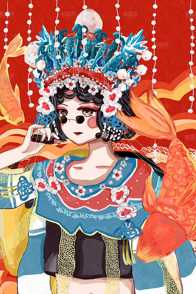 国潮风插画设计图