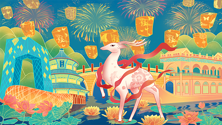 国潮风插画设计图