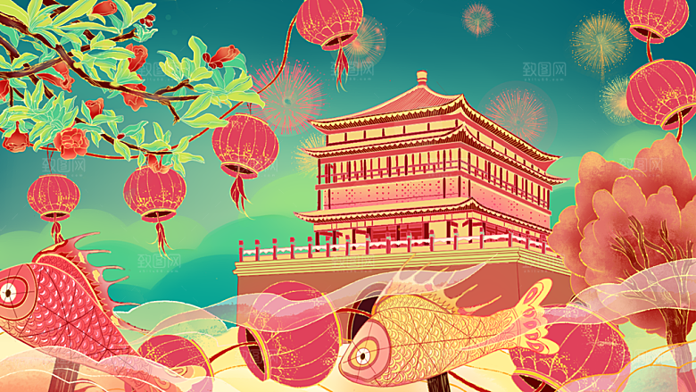 国潮风插画设计图