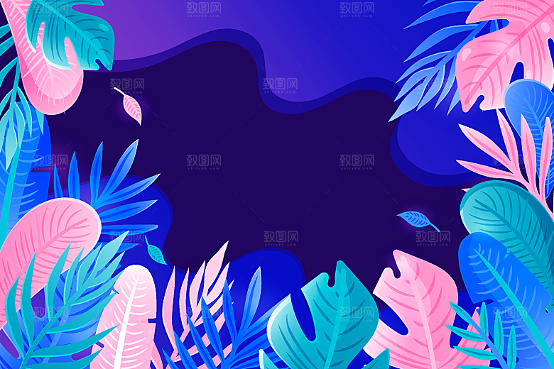 手绘人物夏季沙滩旅游风景插画海报