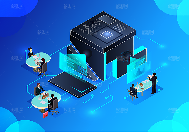 立体商业科技互联网插画海报