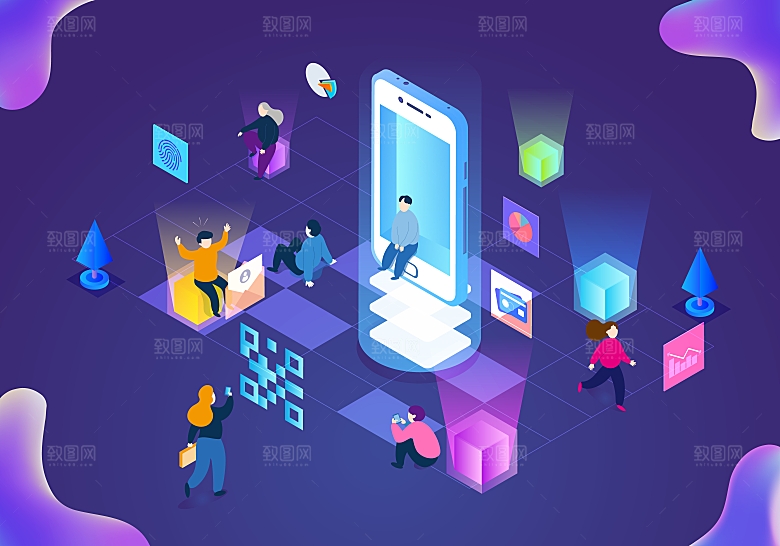 立体商业科技互联网插画海报