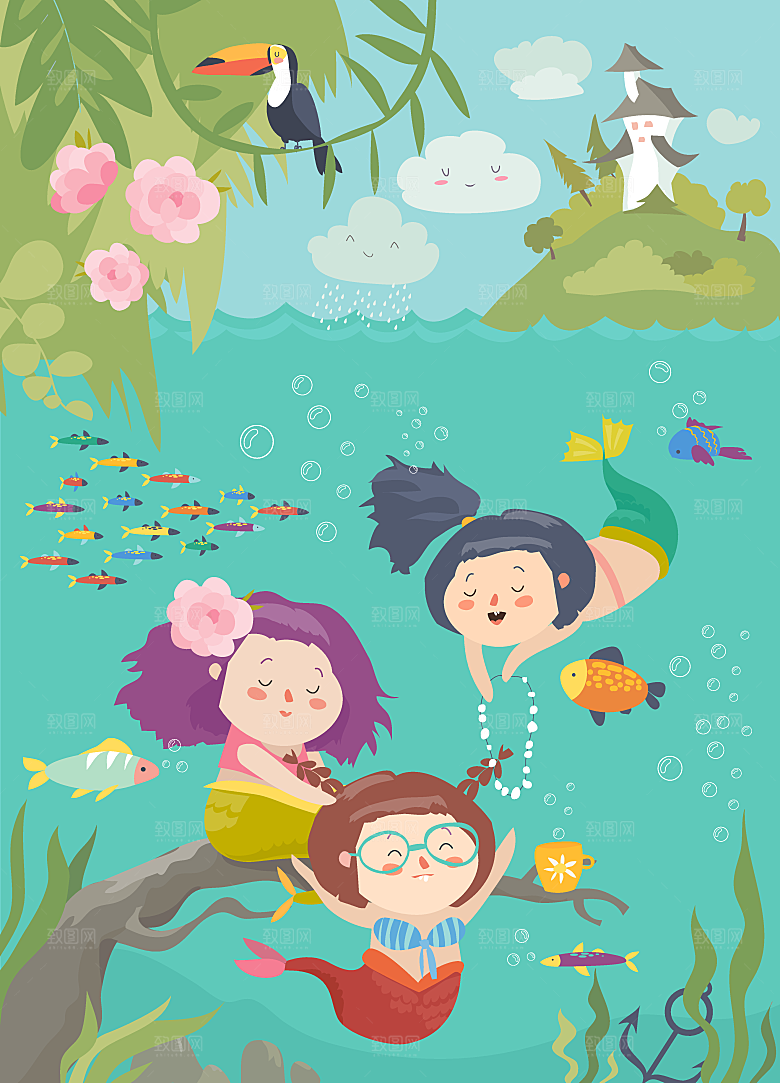 可爱卡通手绘插画