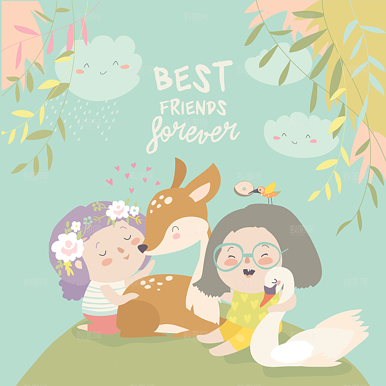 可爱卡通手绘插画