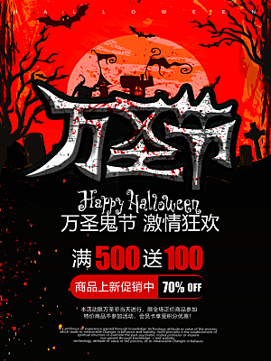 万圣节节日狂欢派对南瓜糖果海报