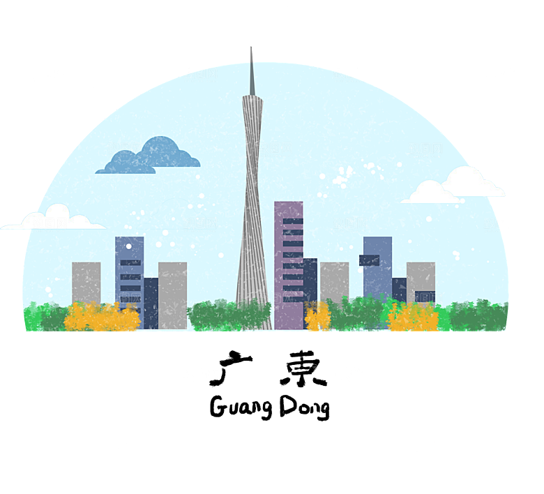 广东建筑地标插画图
