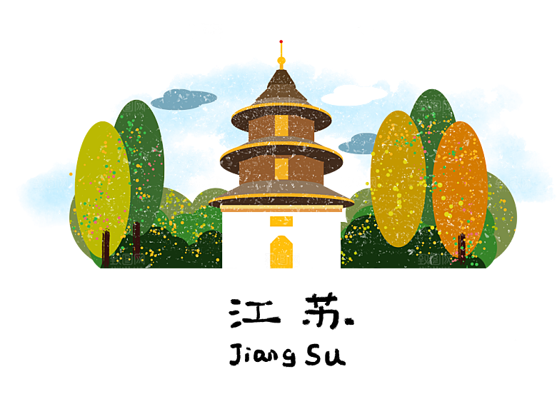 杭州建筑地标插画图
