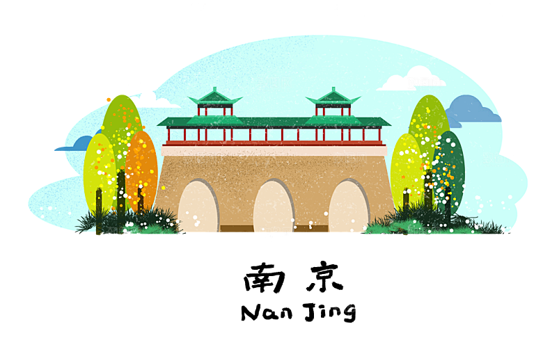 全国各地建筑地标插画图