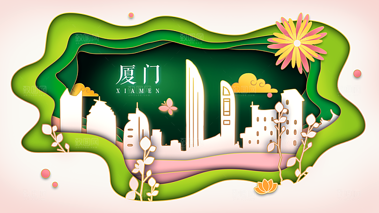 全国各地建筑地标插画图