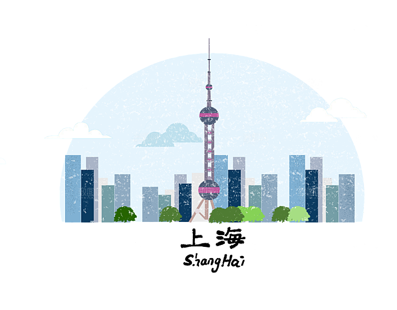 全国各地建筑地标插画图