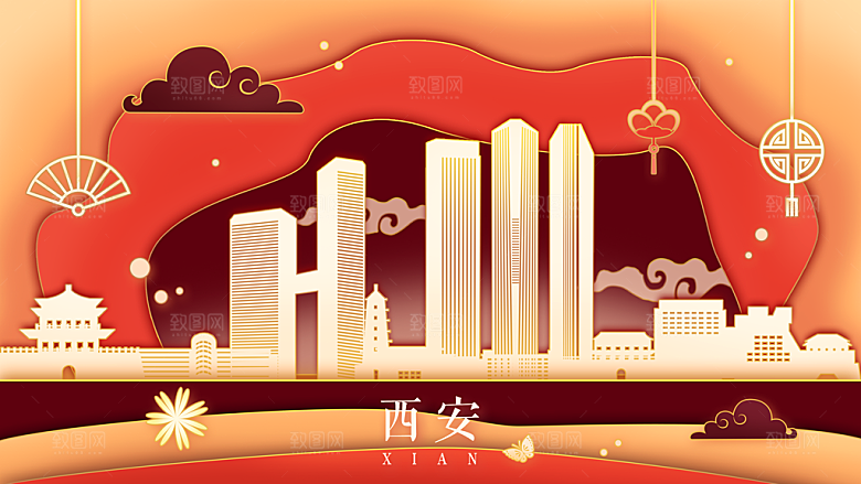 全国各地建筑地标插画图