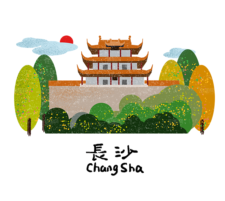全国各地建筑地标插画图