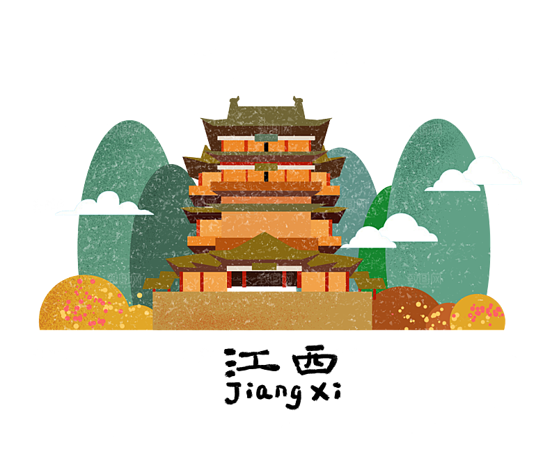 全国各地建筑地标插画图