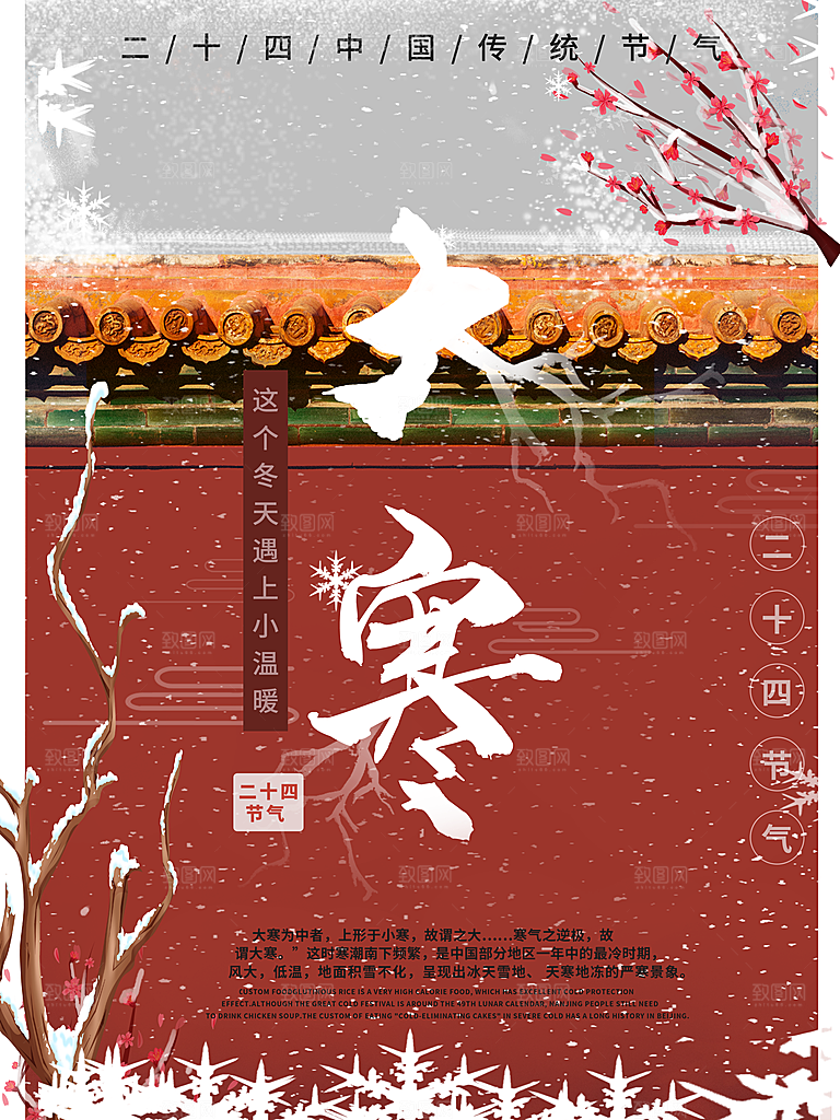 时尚大寒节气宣传海报
