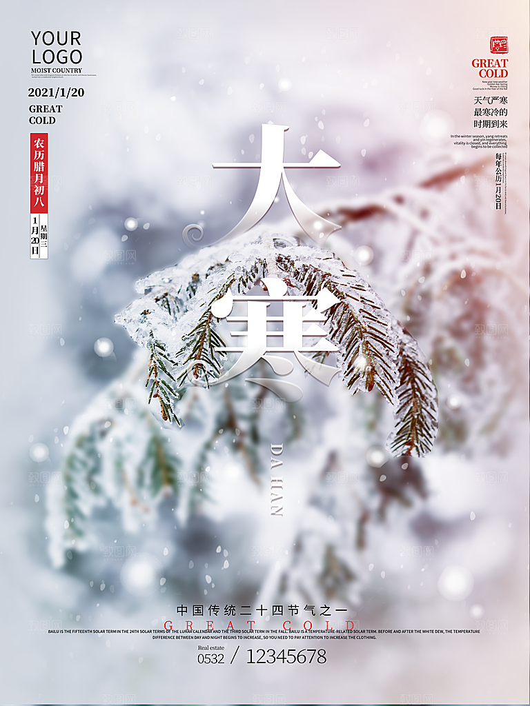 大气大寒节气宣传海报