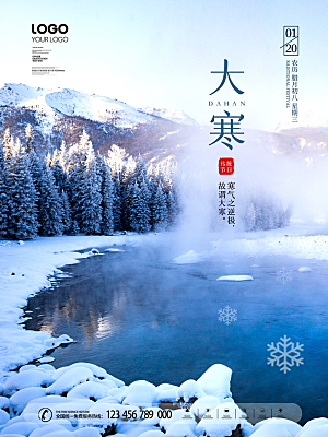 清新大寒节气宣传海报