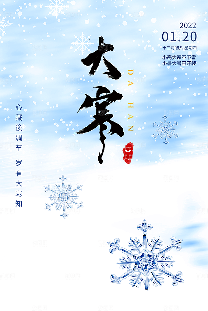 高档大寒节气宣传海报