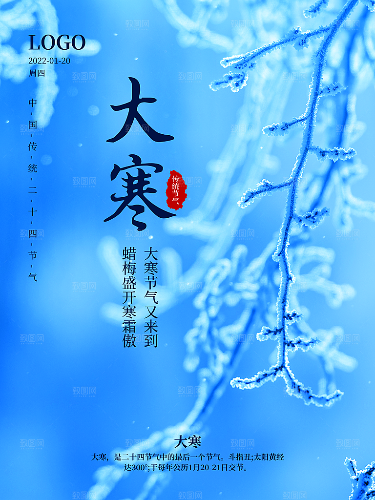 高档大寒节气宣传海报