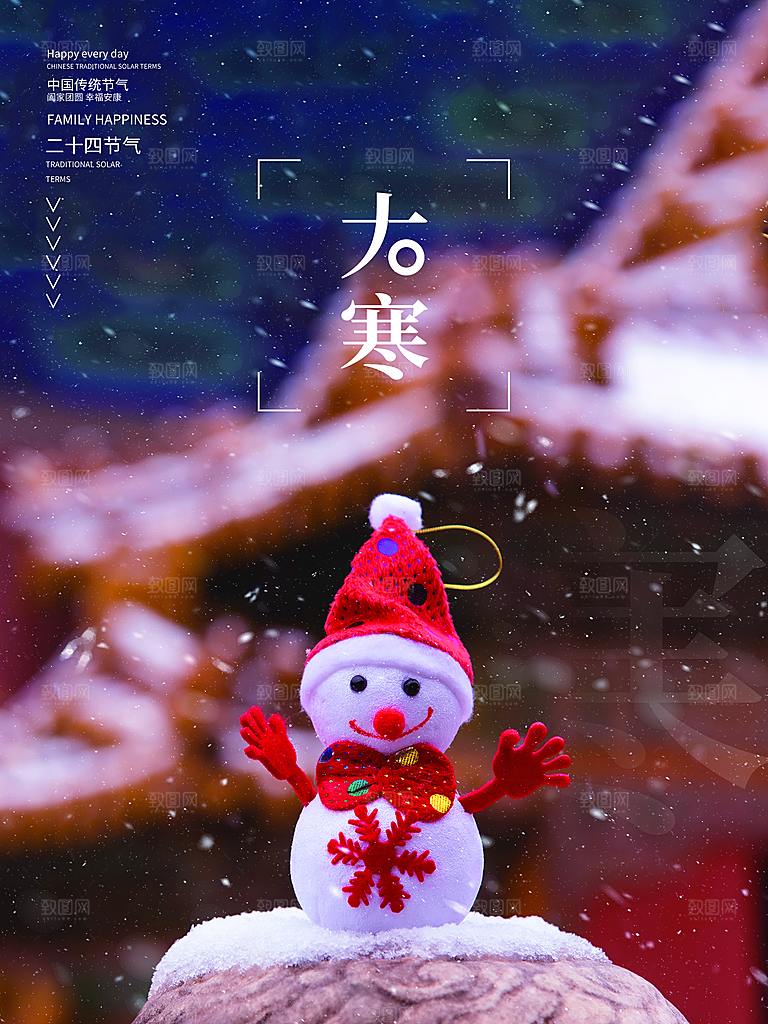 高档大寒节气宣传海报