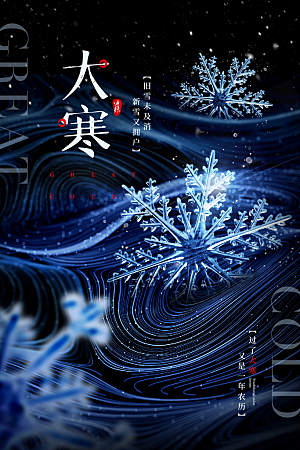 可爱大寒节气宣传海报