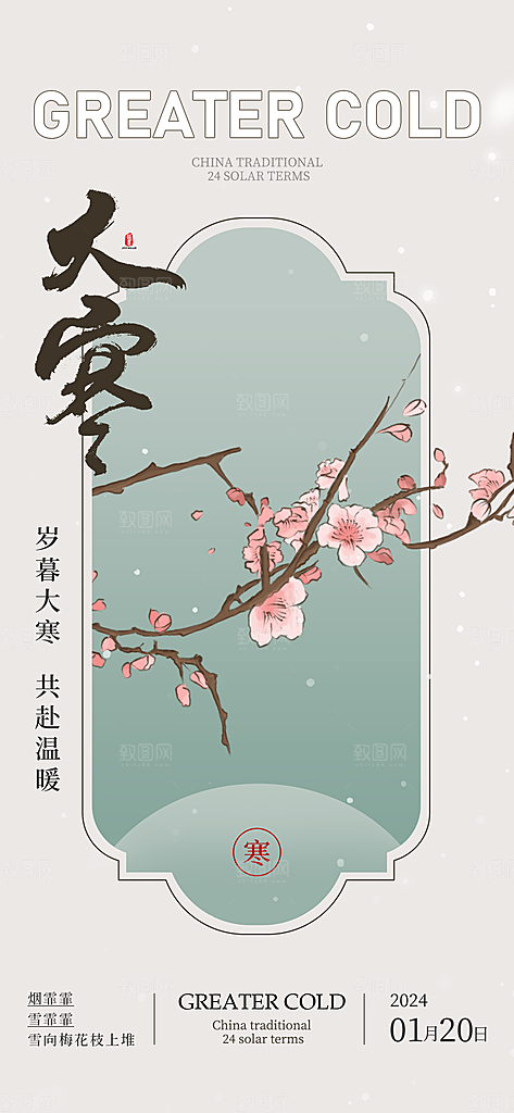 时尚大寒节气宣传海报