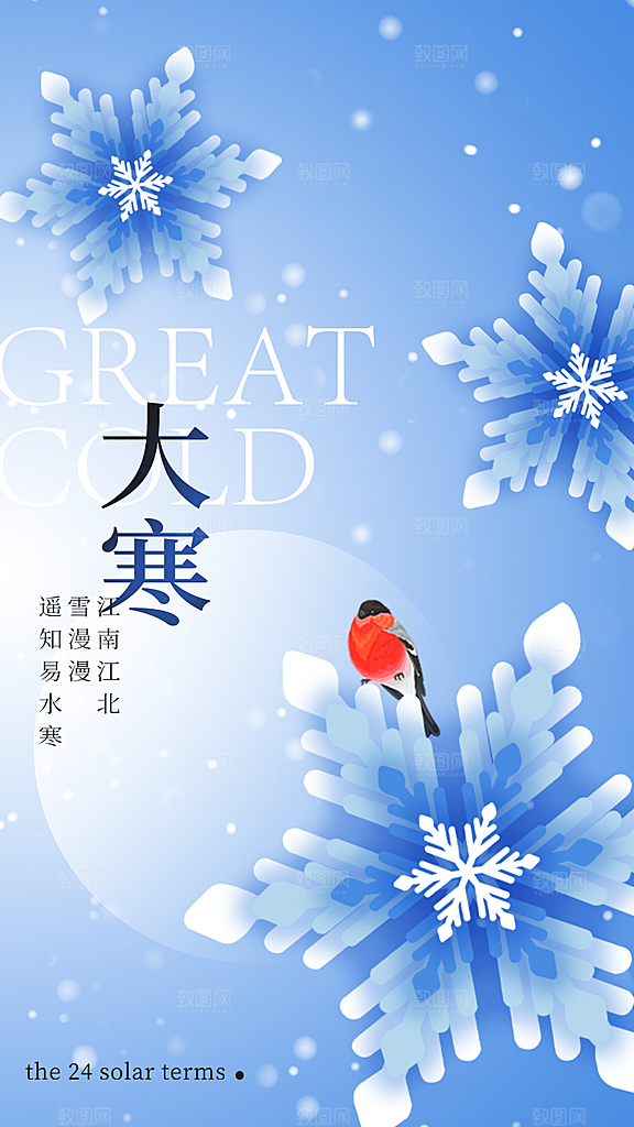 时尚大寒节气宣传海报
