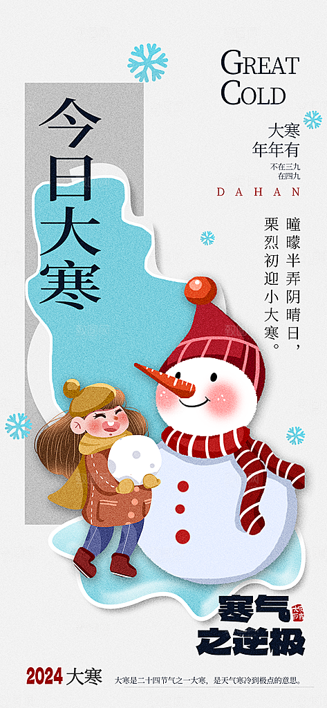 高档大寒节气宣传海报