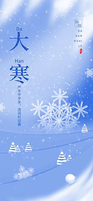 高档大寒节气宣传海报