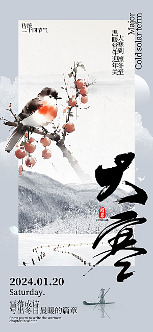 大气大寒节气宣传海报