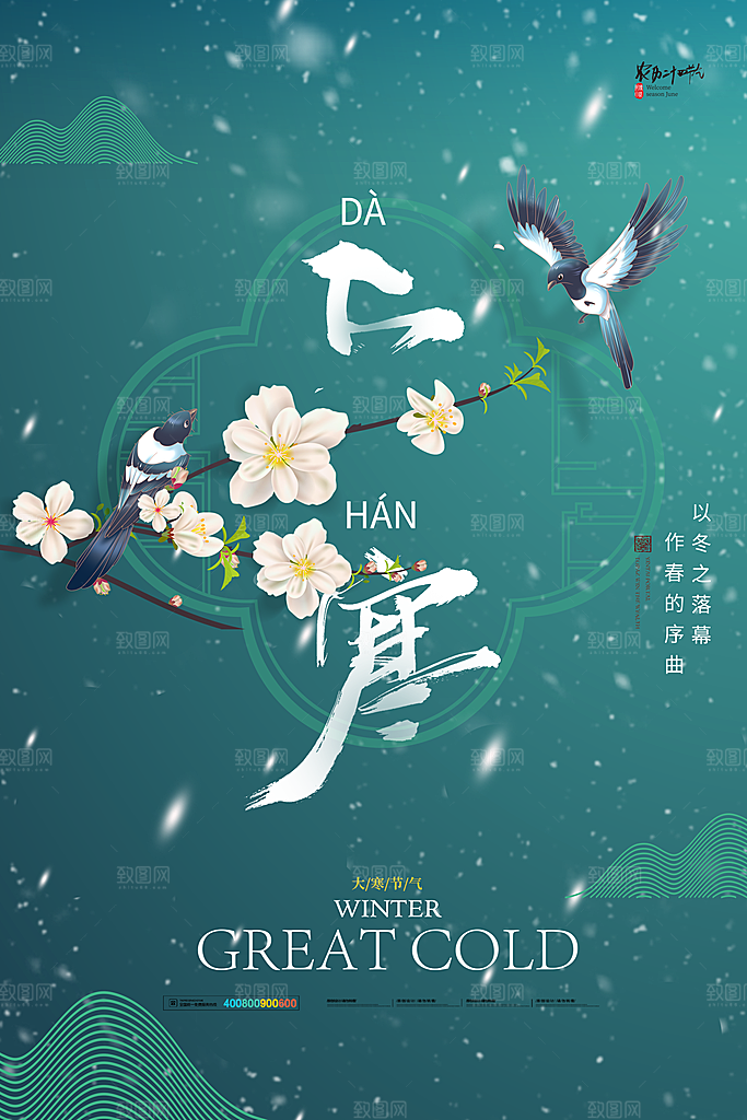 时尚大寒节气宣传海报